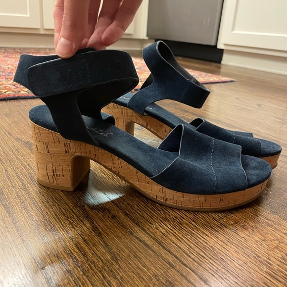 Splendid Thatcher Heel Womens Sandal Platform Navy Cork Bottom Size 10 - Picture 2 of 4